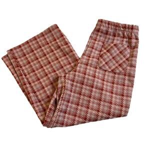 Girls Pink Plaid Wide Leg Pants sz 6 Girl's Elastic Pants Plaid pull on pants